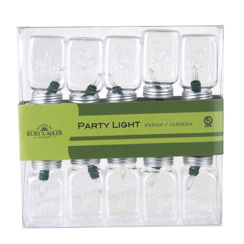 Glass Mason Jar Fairy String Light Set, 10-LED, Clear