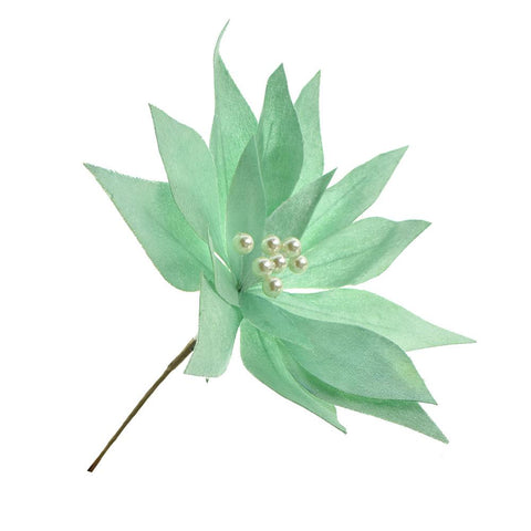 Velvet Poinsettia Floral Pick, Sage Green, 14-Inch