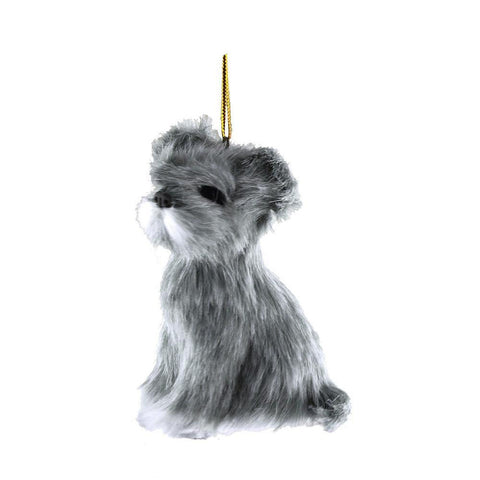 Schnauzer Plush Dog Christmas Ornaments, Grey, 4-Inch