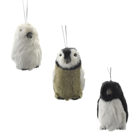 Plush Arctic Penguin Christmas Ornaments, 3-1/2-Inch, 3-Piece