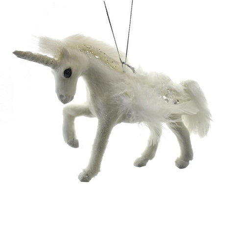 Mythical Feathered Pegasus Christmas Ornament, White, 4-Inch