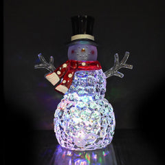 Prismatic Battery Operated Glass LED Christmas Snowman, 9-Inch