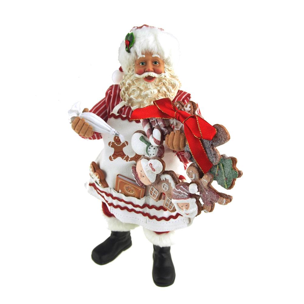 Ceramic Gingerbread Santa Decorating Wreath, 11-Inch