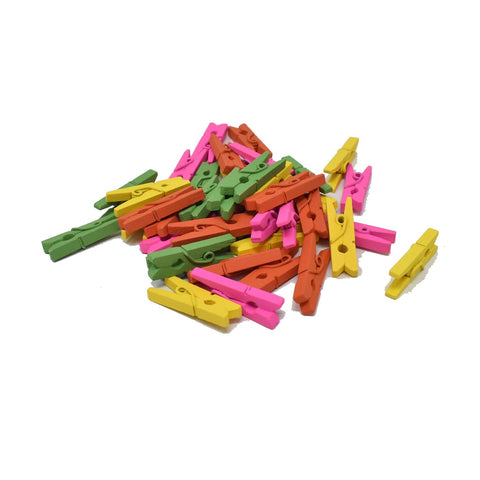 Mini Wood Clothespin Assortment, Neon, 1-Inch, 40-Piece