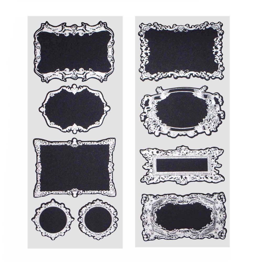 Fancy Silver Frame Chalkboard Label Stickers, 3-Inch, 2-Sheets