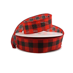 Woven Buffalo Plaid Wired Ribbon, 1-1/2-Inch, 50-Yard