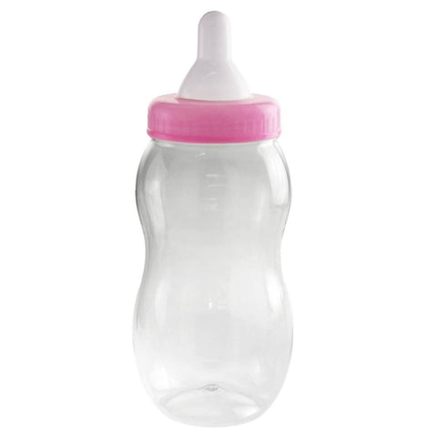 Jumbo Milk Bottle Coin Bank Baby Shower Plastic Container, 15-inch - Light Pink