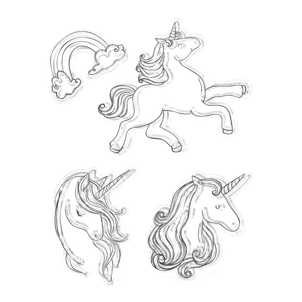 Silicone Mythical Unicorn Clear Stamps, 4-Piece