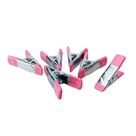 Metal Craft Clamps Clip, Pink/Silver, 2-Inch, 6-Count