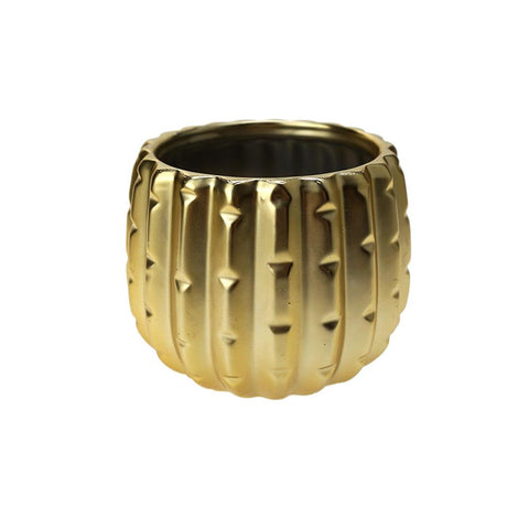 Cactus Matte Ceramic Pot, Gold, 3-3/4-Inch