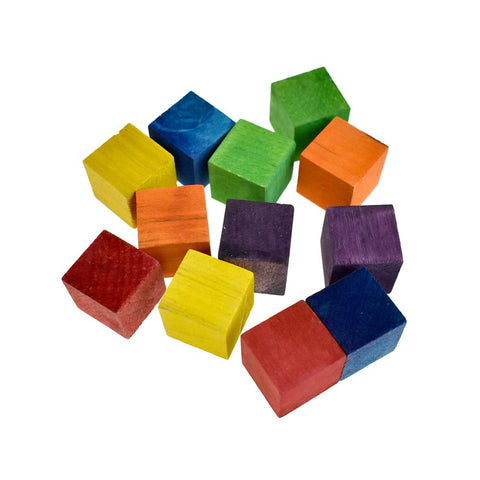 Multi-Colored Wooden Cube Blocks, 3/4-Inch, 12-Piece