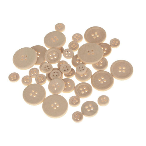 Assorted Wooden Buttons, Natural, 40-Count