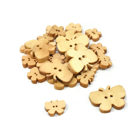 Assorted Craft Wood Buttons, 25-piece, Natural