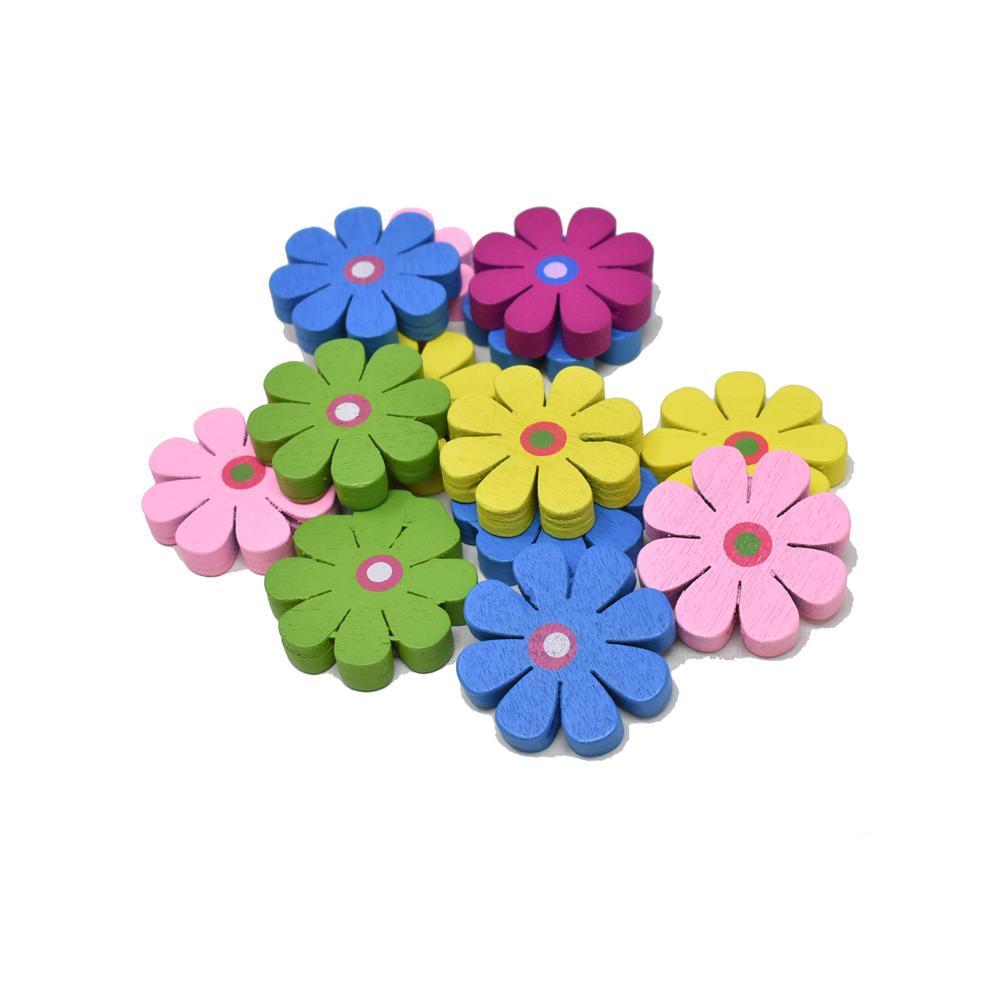 Craft Wood Daisy Deco Beads, 1-Inch, 15-Piece