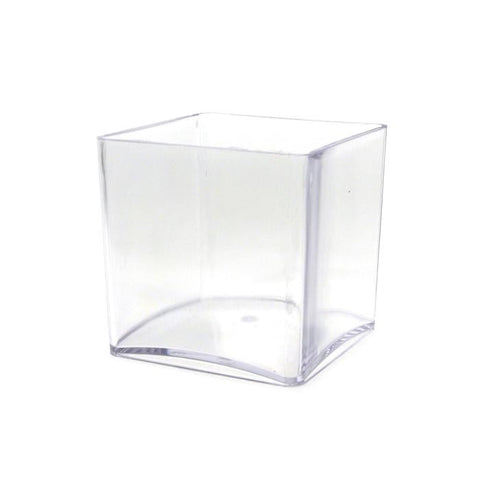Clear Acrylic Cube Vase Display, 4-Inch x 4-Inch