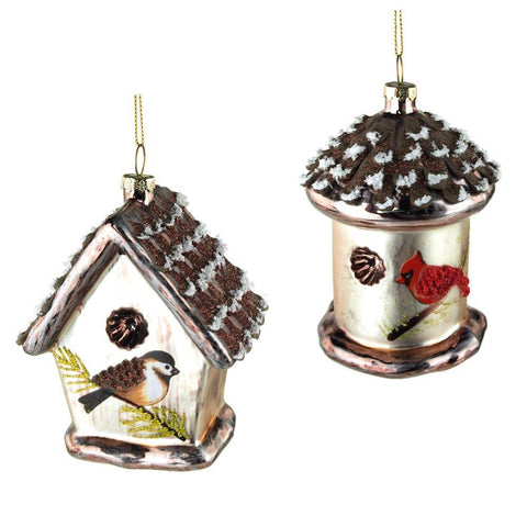 Birdhouse Glass Ornaments, Assorted, 4-Inch, 2-Piece