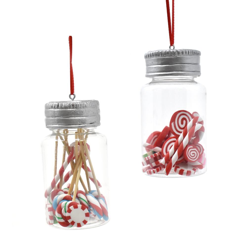 Hanging Candy Jar Christmas Ornament, Clear, 3-1/2-Inch, 2-Piece
