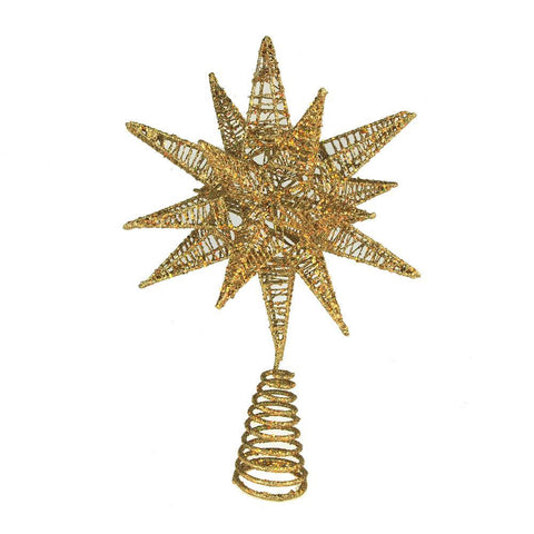 Christmas 3D Wired Star Tree Top, Gold, 11-1/2-Inch