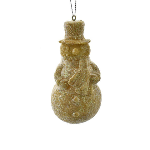 Glittered Resin Snowman Christmas Ornament, Sand, 3-1/2-Inch