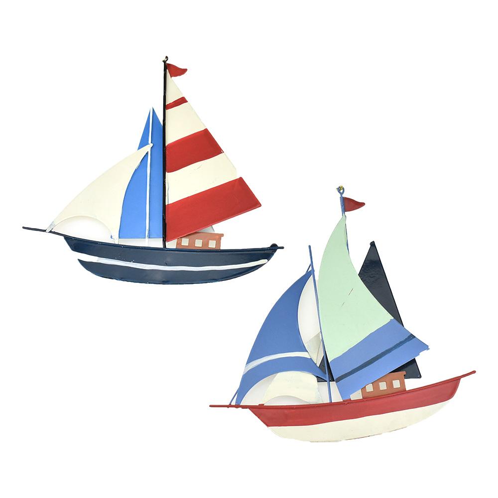 Seafaring Sailboats Christmas Ornaments, 5-1/4-Inch, 2-Piece