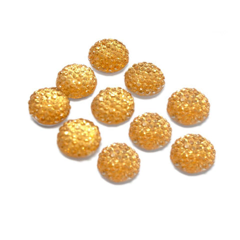 Round Self Adhesive Diamond Cluster Gems, Gold, 10mm, 10-Count