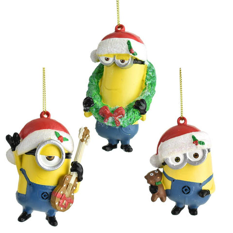 Despicable Me Santa Hat Minions Christmas Ornaments, 3-Piece