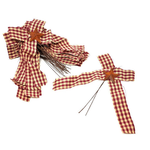 Rusty Star on Intersected Plaid Cloth, 5-1/2-Inch, 25-Piece