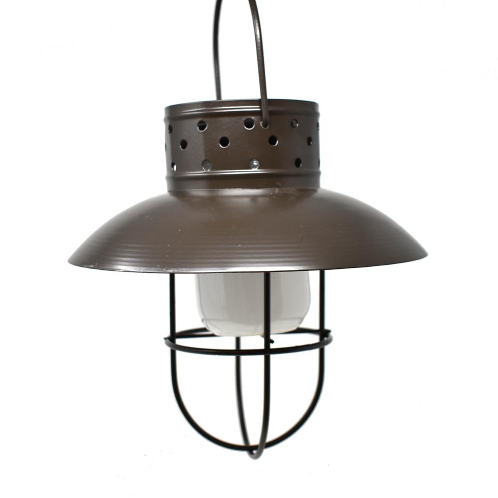 Solar-Powered Rustic Hanging Lamp, Brown, 12-Inch