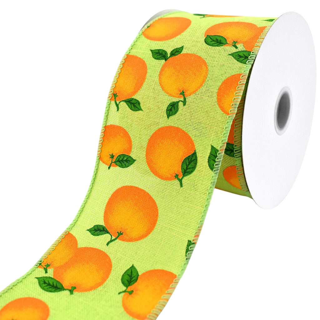 Oranges Faux Linen Wired Ribbon, 2-1/2-inch, 10-yard
