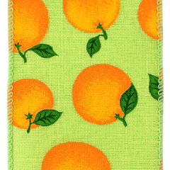 Oranges Faux Linen Wired Ribbon, 2-1/2-inch, 10-yard