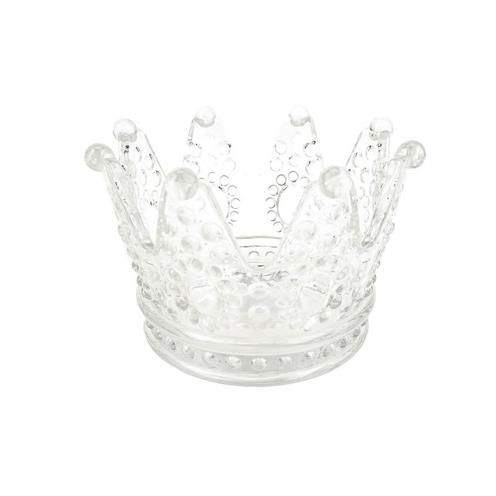 Regal Hobnail Crown Glass Candle Holder, Clear, 6-Inch