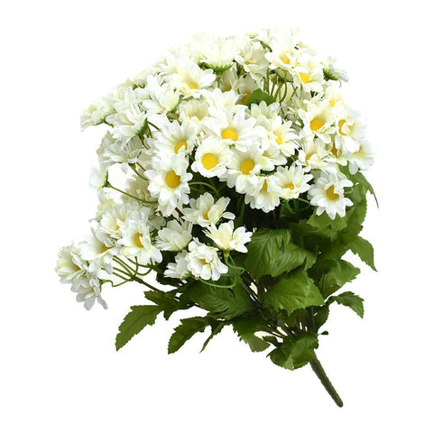 Artificial Daisy Bush Floral Spray, White, 19-Inch