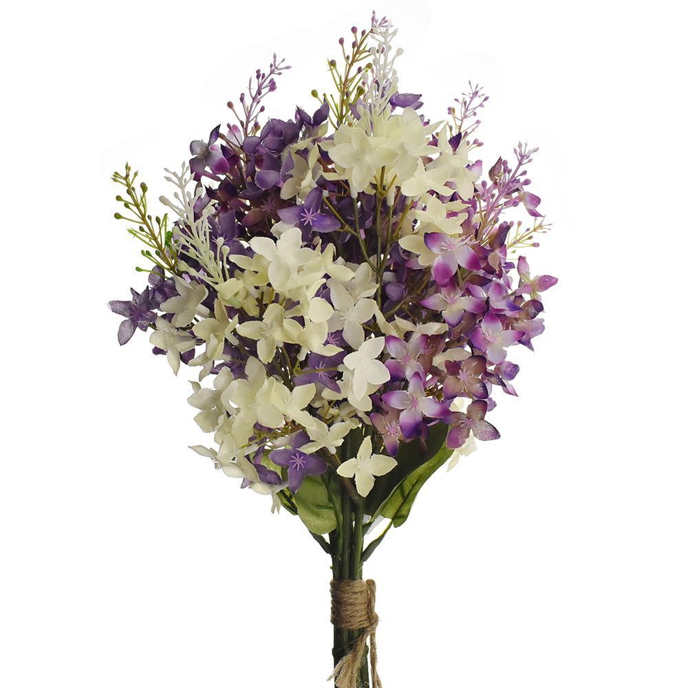 Artificial Lilac Bouquet, Lilac/Cream, 13-Inch