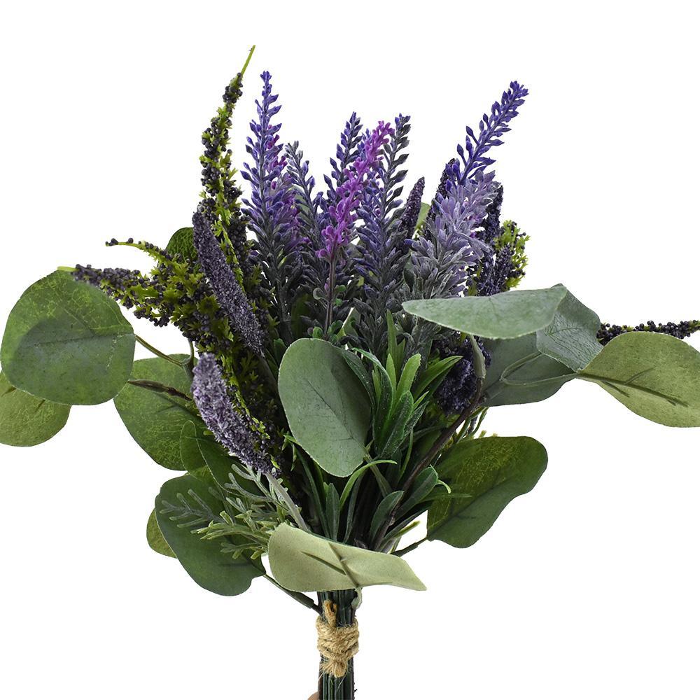 Artificial Lavender and Eucalyptus Bouquet, 13-1/2-Inch