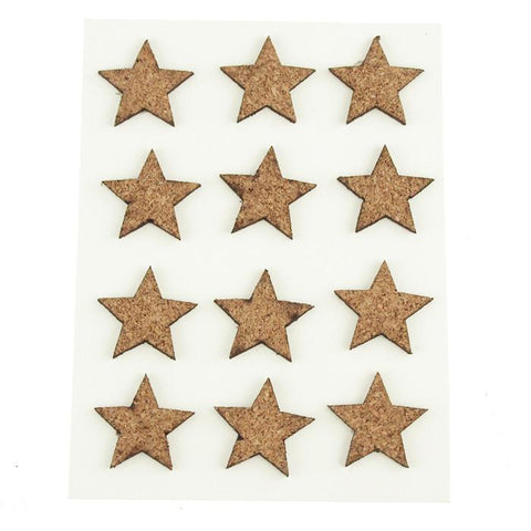 Self Adhesive Natural Cork Star Tags, 1-Inch, 12-count