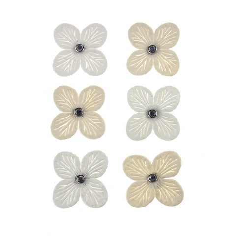 Self-Adhesive Flower Embellishment, 1-1/2-Inch, 6-Count, Cream