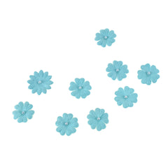 Handmade Paper Floral Embellishments With Pearls, 1-Inch, 32-Piece