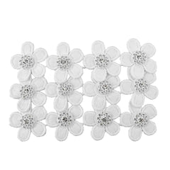 Fabric Flower Patch With Rhinestones, 1-1/2-Inch, 12-Count