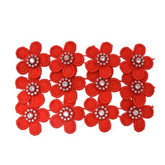 Fabric Flower Patch With Rhinestones, 1-1/2-Inch, 12-Count