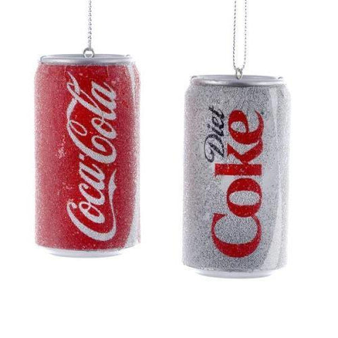 Coca-Cola Glittered Can Mold Ornaments, 3-Inch, 2-Piece
