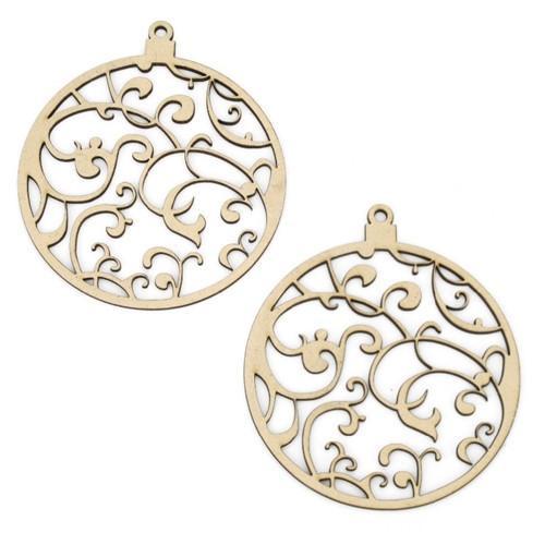 Swirl Round Laser Cut Ornaments, 4-Inch, 2-Piece