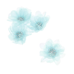 Sheer Rhinestone Center Tulle Flower, 3-1/2-Inch, 12-Count