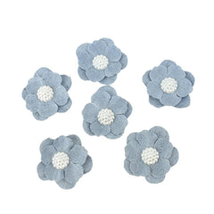 Self-Adhesive Canvas Flower With White Pearls, 1-1/2-Inch, 9-Count