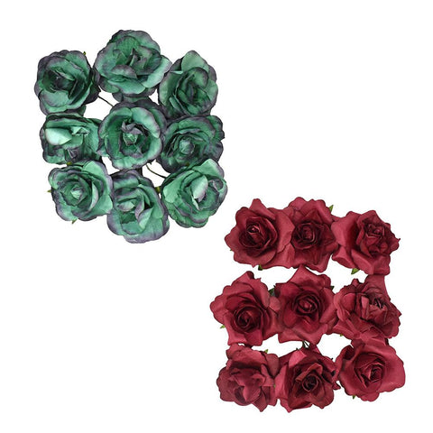 Paper Rose Flower Embellishments, 1-1/2-Inch, 9-Count