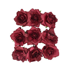 Paper Rose Flower Embellishments, 1-1/2-Inch, 9-Count