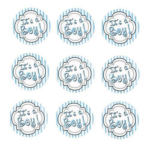 Its A Boy Seal Paper Stickers, Light Blue, 1-Inch, 24-Count