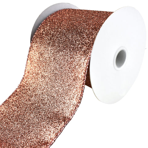 Gala Glimmer Wired Edge Christmas Ribbon, Rose Gold, 4-Inch, 10-Yard