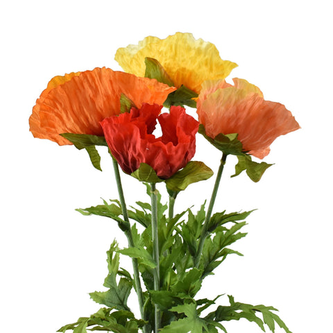 Artificial Poppy Flower Spray, 28-Inch