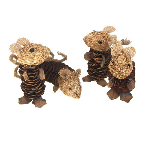 Winter Pine Cone Small Mouse Friends Decorations, 4-1/2-Inch