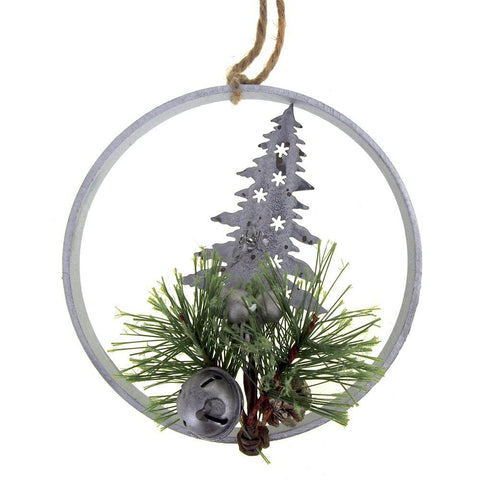 Metal Tree Wall Hanging Christmas Holiday Decoration, 6-1/2-Inch